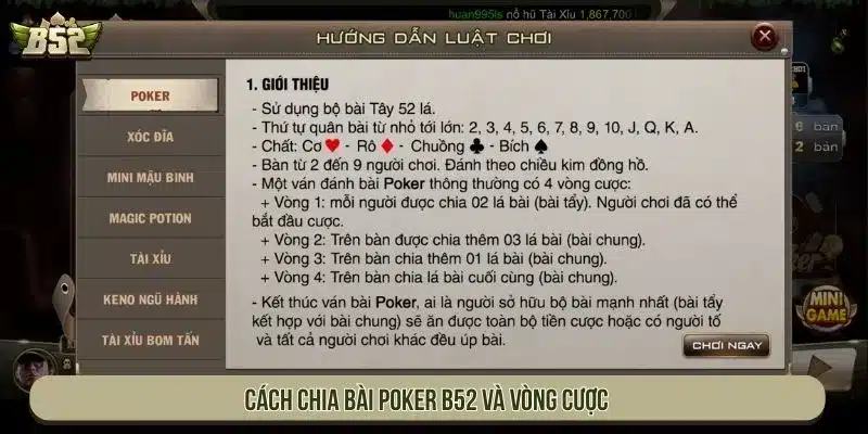 Khám Phá Trò Chơi Bài Poker B52 Đẳng Cấp Nhất Quốc Tế Cách chia bài Poker B52 và vòng cược