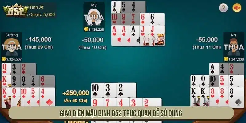 Mậu Binh B52 Đánh Bài Xếp Hình Hấp Dẫn Nhất Châu Á Giao diện Mậu binh B52 trực quan dễ sử dụng